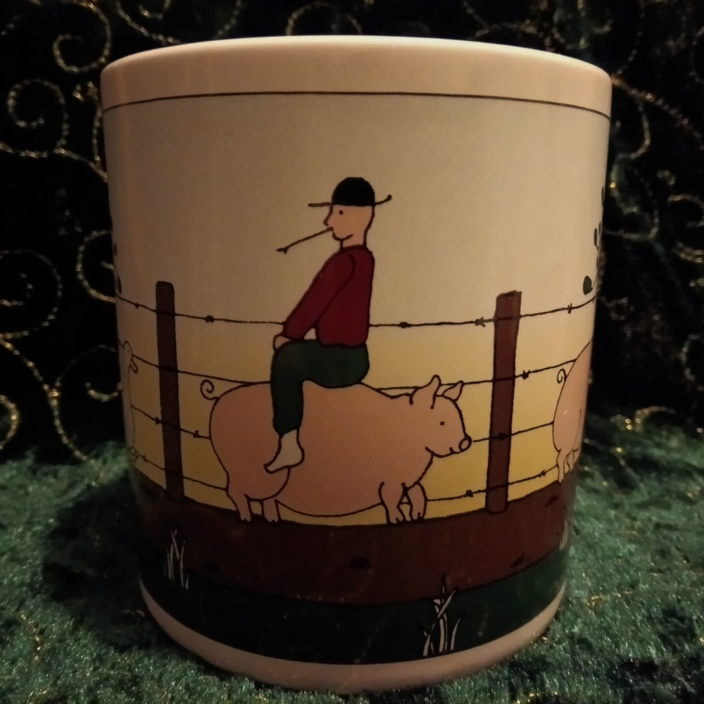 1980 Taylor & Ng Well I'll Be Farmer On Pig Silly Vintage Ceramic Mug